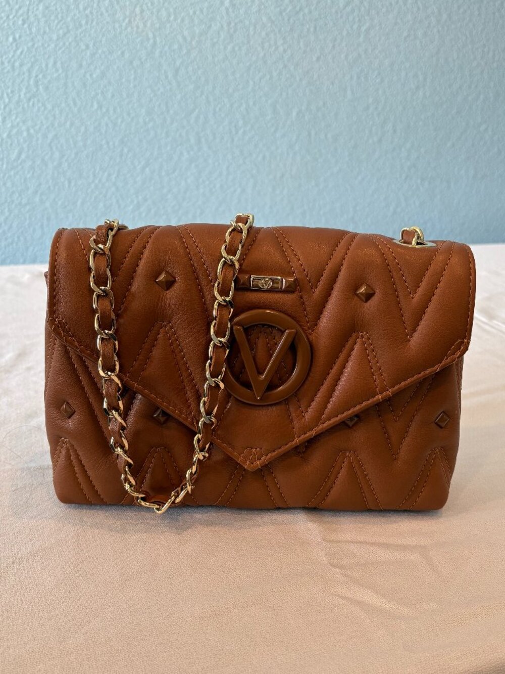Valentino by Mario Valentino Lynn Quilted Caramel Envelope Purse